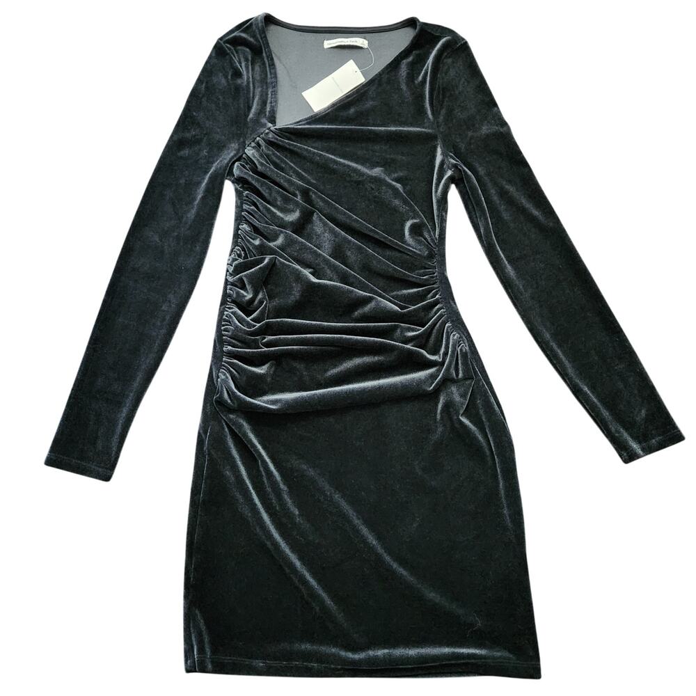 NWT Abercrombie & Fitch Black Asymmetrical Velvet Dress Size Small